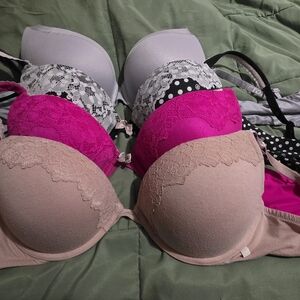 Victoria's Secret Lace Bra Set - Pink, Cream, Gray